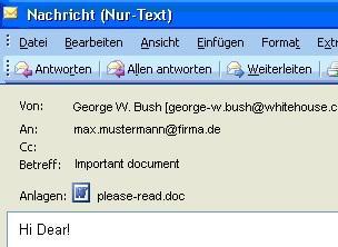 Ausschnitt aus E-Mail