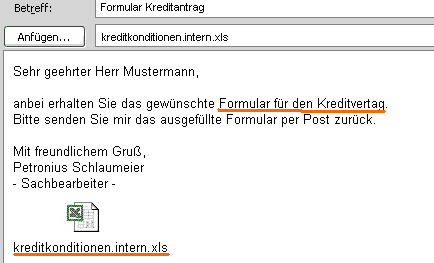 Ausschnitt aus vertraulicher E-Mail