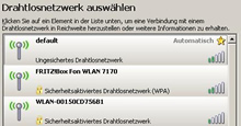 Screenshot WLAN-Netz auswählen